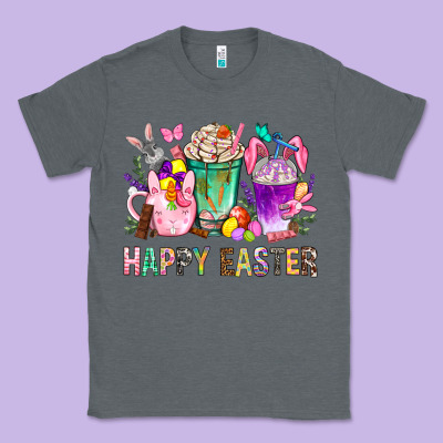 Happy Easter Coffee Cups With Bunny Classic Tee Designed By Bundleandbundleshop