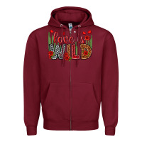 Burgundy Love is wild Valentine's Day Zipper Hoodie - HowdyJamesFarm