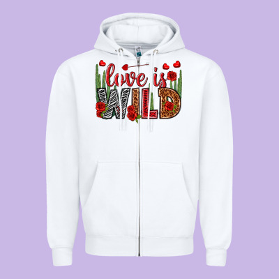 Love Is Wild Valentine's Day Zipper Hoodie Designed By Howdyjamesfarm