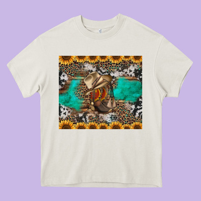 Western Boots And Sunflowers Tumbler Heavy Core Tee Designed By Jasminsmagicworld