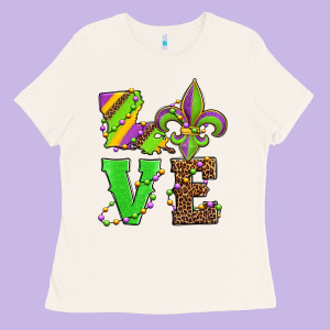 Love Mardi Gras Ladies Tee Designed By Jasminsmagicworld