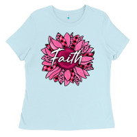 Baby Blue faith breast cancer awareness sunflower Ladies Tee - Jasminsmagicworld
