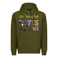 Army Green Easter Day Oh he loves us Premium Hoodie - OliviaCreatesArt