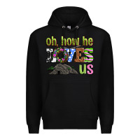 Black Easter Day Oh he loves us Premium Hoodie - OliviaCreatesArt