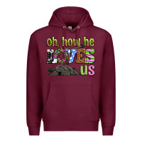 Burgundy Easter Day Oh he loves us Premium Hoodie - OliviaCreatesArt