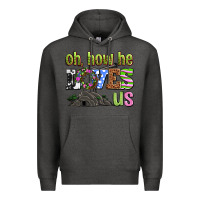 Charcoal Heather Easter Day Oh he loves us Premium Hoodie - OliviaCreatesArt