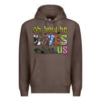 Coffee Easter Day Oh he loves us Premium Hoodie - OliviaCreatesArt