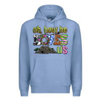Colony Blue Easter Day Oh he loves us Premium Hoodie - OliviaCreatesArt