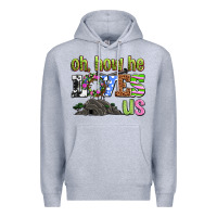 Heather Grey Easter Day Oh he loves us Premium Hoodie - OliviaCreatesArt