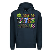 Navy Easter Day Oh he loves us Premium Hoodie - OliviaCreatesArt