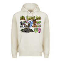 Oatmeal Heather Easter Day Oh he loves us Premium Hoodie - OliviaCreatesArt