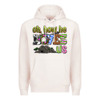 Pale Pink Easter Day Oh he loves us Premium Hoodie - OliviaCreatesArt