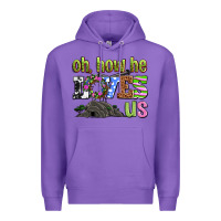 Purple Easter Day Oh he loves us Premium Hoodie - OliviaCreatesArt