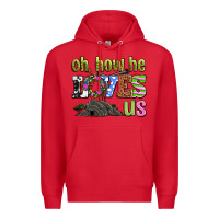 Red Easter Day Oh he loves us Premium Hoodie - OliviaCreatesArt