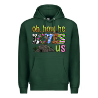 Sports Green Easter Day Oh he loves us Premium Hoodie - OliviaCreatesArt