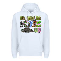 White Easter Day Oh he loves us Premium Hoodie - OliviaCreatesArt
