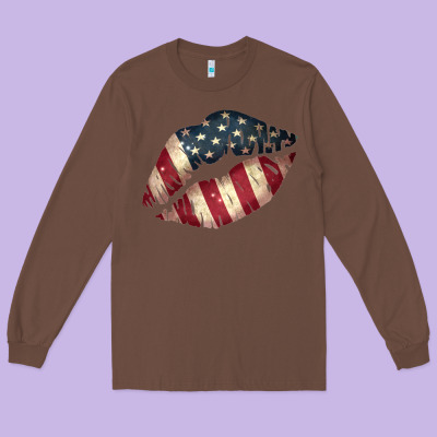 Vintage American Flag Lips Long Sleeve Tee Designed By Bettercallsaul