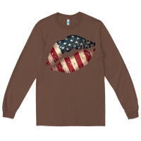 Chestnut Vintage American Flag Lips Long Sleeve Tee - Bettercallsaul