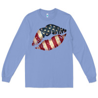 Colony Blue Vintage American Flag Lips Long Sleeve Tee - Bettercallsaul