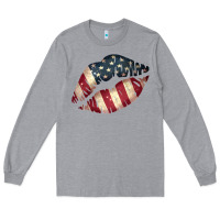Heather Grey Vintage American Flag Lips Long Sleeve Tee - Bettercallsaul