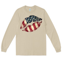 Mushroom Vintage American Flag Lips Long Sleeve Tee - Bettercallsaul