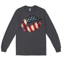 Smoke Vintage American Flag Lips Long Sleeve Tee - Bettercallsaul