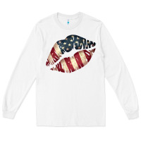 White Vintage American Flag Lips Long Sleeve Tee - Bettercallsaul