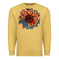 Antique Gold American Flag sunflower 4th of july Premium Sweatshirt - FaDigitalArtStudio