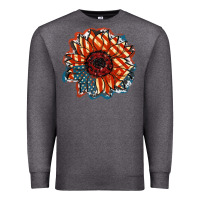 Charcoal Heather American Flag sunflower 4th of july Premium Sweatshirt - FaDigitalArtStudio