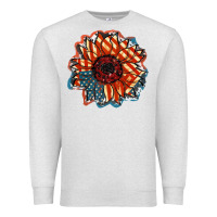 Oatmeal Heather American Flag sunflower 4th of july Premium Sweatshirt - FaDigitalArtStudio