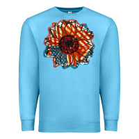 Ocean Blue American Flag sunflower 4th of july Premium Sweatshirt - FaDigitalArtStudio