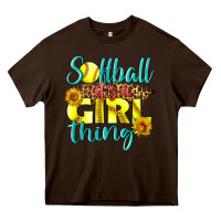 Chocolate Brown softball it's a girl thing Heavy Core Tee - LillyAllenDesigns