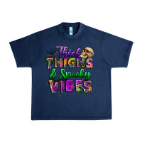Navy thick thighs and spooky vibes Urban Heavy Tee - BundleAndBundleShop