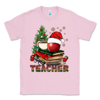 Bubblegum Pink Teacher With Christmas Tree Classic Tee - BundleAndBundleShop