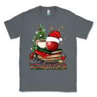 Charcoal Heather Teacher With Christmas Tree Classic Tee - BundleAndBundleShop