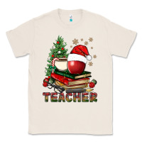Natural Teacher With Christmas Tree Classic Tee - BundleAndBundleShop