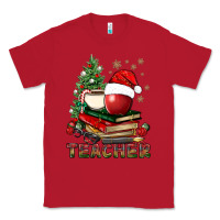 Red Teacher With Christmas Tree Classic Tee - BundleAndBundleShop
