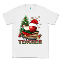 White Teacher With Christmas Tree Classic Tee - BundleAndBundleShop