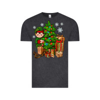 Vintage Black Christmas Elf With Gift Vintage Tee - BundleAndBundleShop