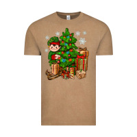 Vintage Coffee Christmas Elf With Gift Vintage Tee - BundleAndBundleShop