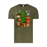 Vintage Olive Christmas Elf With Gift Vintage Tee - BundleAndBundleShop