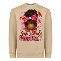 Mushroom one loved nurse afro messy bun Heavyweight Sweatshirt - texasbilliewilder
