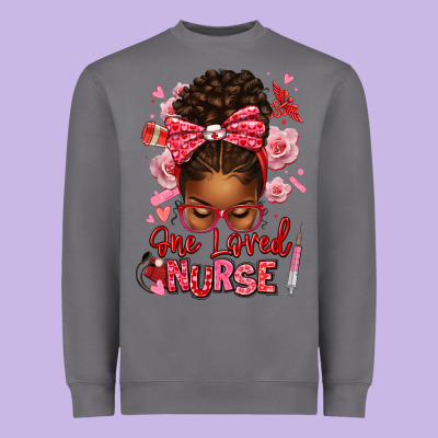 One Loved Nurse Afro Messy Bun Heavyweight Sweatshirt Designed By Texasbilliewilder