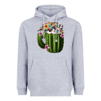 Heather Grey Day Of The Dead Mexican Cactus Heavyweight Hoodie - FaDigitalArtStudio