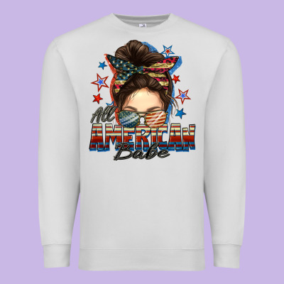 American Babe Messy Bun Premium Sweatshirt Designed By Fadigitalartstudio