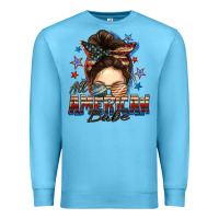 Ocean Blue american babe messy bun Premium Sweatshirt - FaDigitalArtStudio
