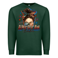 Sports Green american babe messy bun Premium Sweatshirt - FaDigitalArtStudio