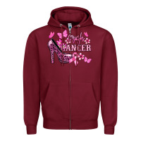 Burgundy Crush Cancer with high heels Cancer Awareness Zipper Hoodie - HowdyJamesFarm