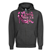 Charcoal Heather Crush Cancer with high heels Cancer Awareness Zipper Hoodie - HowdyJamesFarm