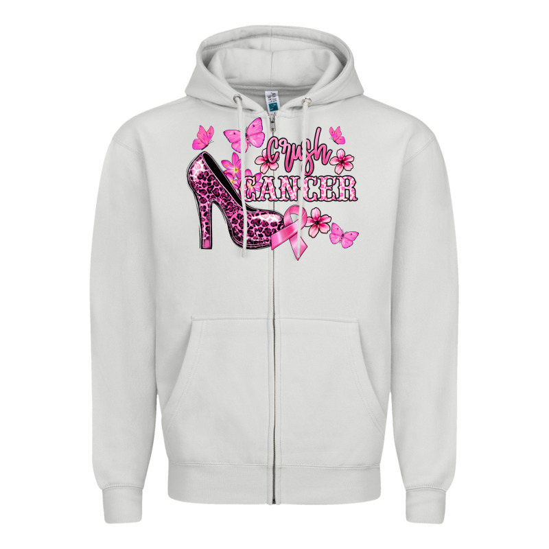 Crush Cancer With High Heels Cancer Awareness Zipper Hoodie by HowdyJamesFarm | Teevron